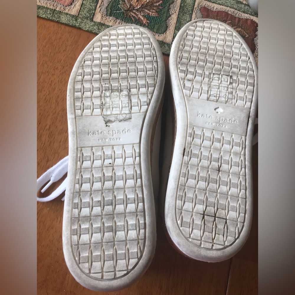 kate spade White Leather Sneakers with Multicolor Glitter Heel - Picture 5 of 9